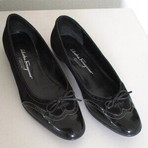 Salvatore Ferragamo Womens Black Suede & Patent Leather Wingtip Loafer NWOB- 10M